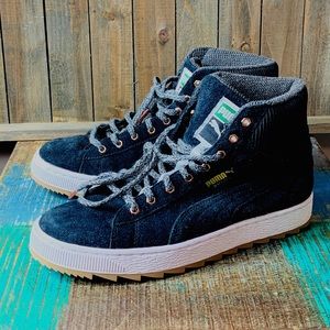 Puma Rugged Black Suede High Tops - Size 8